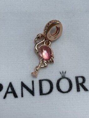 Pandora Pink Murano Glass Flamingo Dangle Charm
